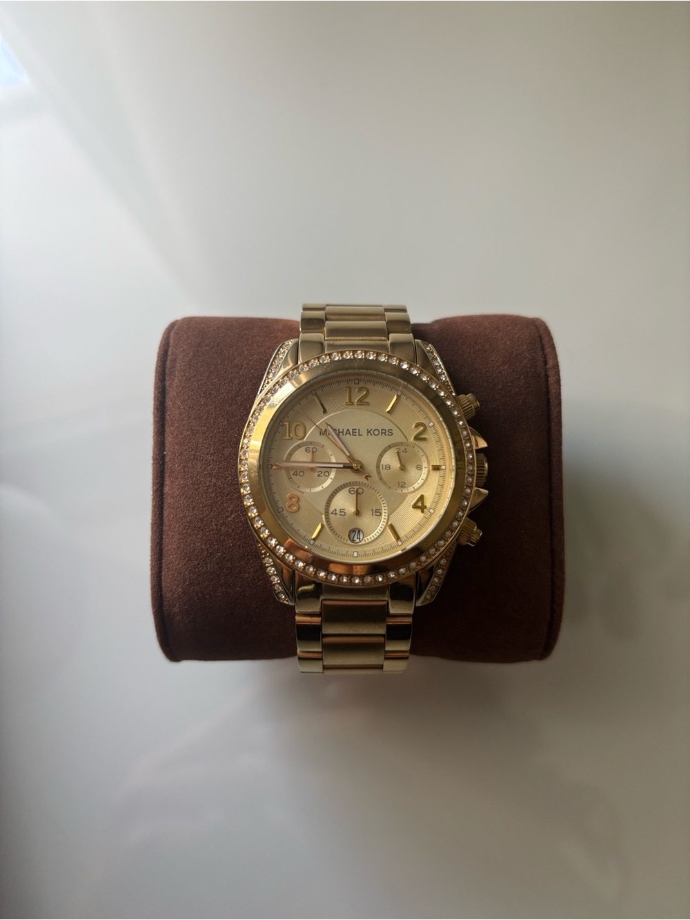Michael Kors Gold-tone Crystal Bezel Women's Chronograph Watch